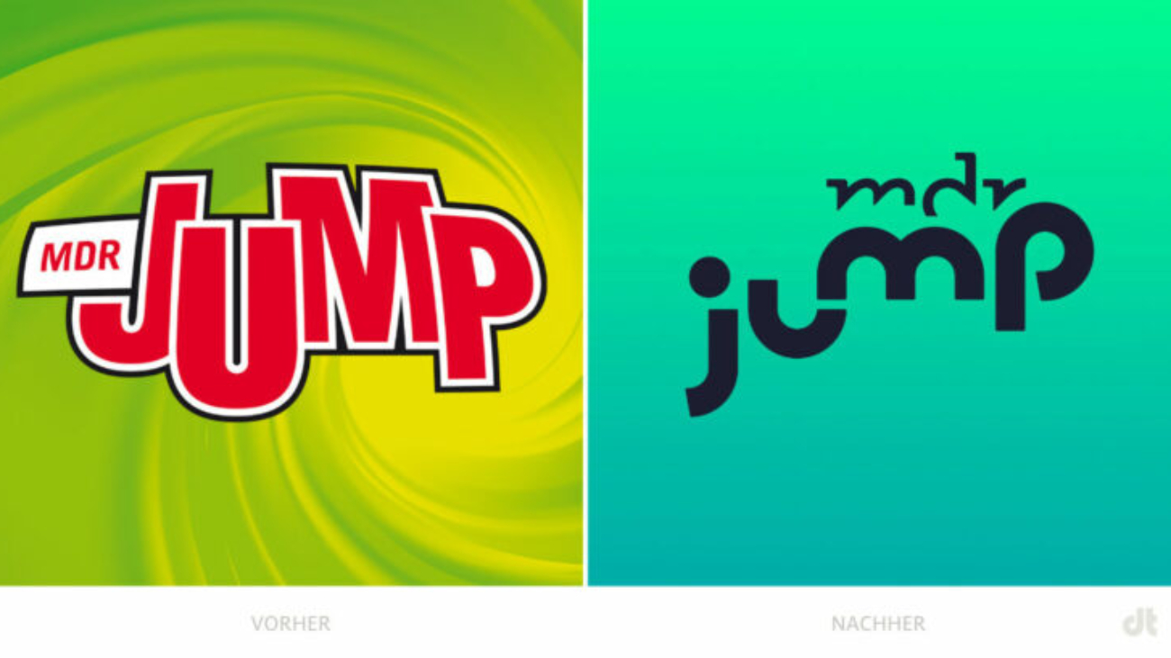 MDR Jump Logo – vorher und nachher, Bildquelle: MDR, Bildmontage: dt