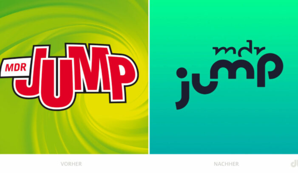 MDR Jump Logo – vorher und nachher, Bildquelle: MDR, Bildmontage: dt